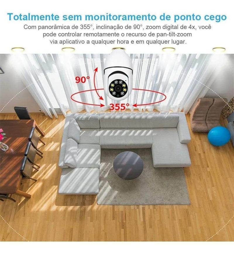 Câmera Ip Lâmpada Wifi Full Hd Visão Noturna - Mudei casa Ofertas