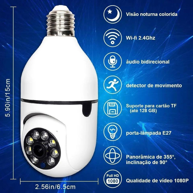 Câmera Ip Lâmpada Wifi Full Hd Visão Noturna - Mudei casa Ofertas